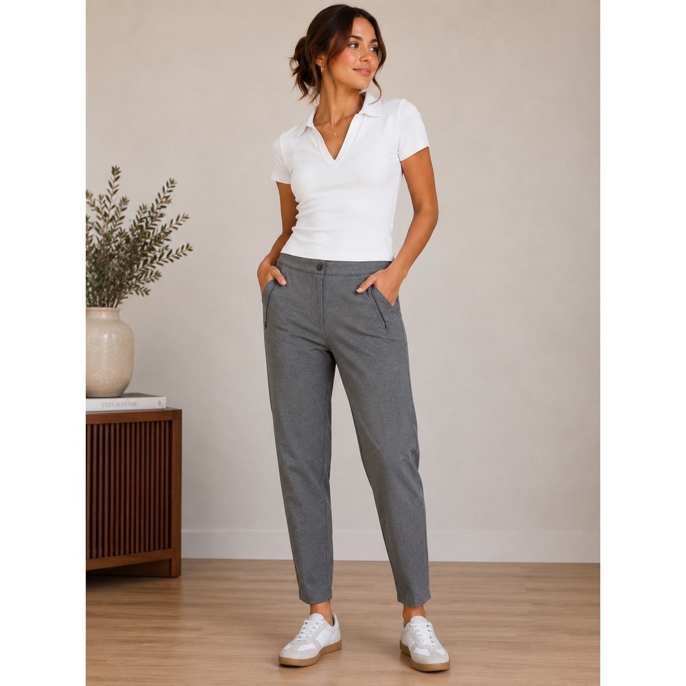 Talbots Womens Heather Grey Skinny Ankle Pants Size 12 Zip Pocket Dress Trousers